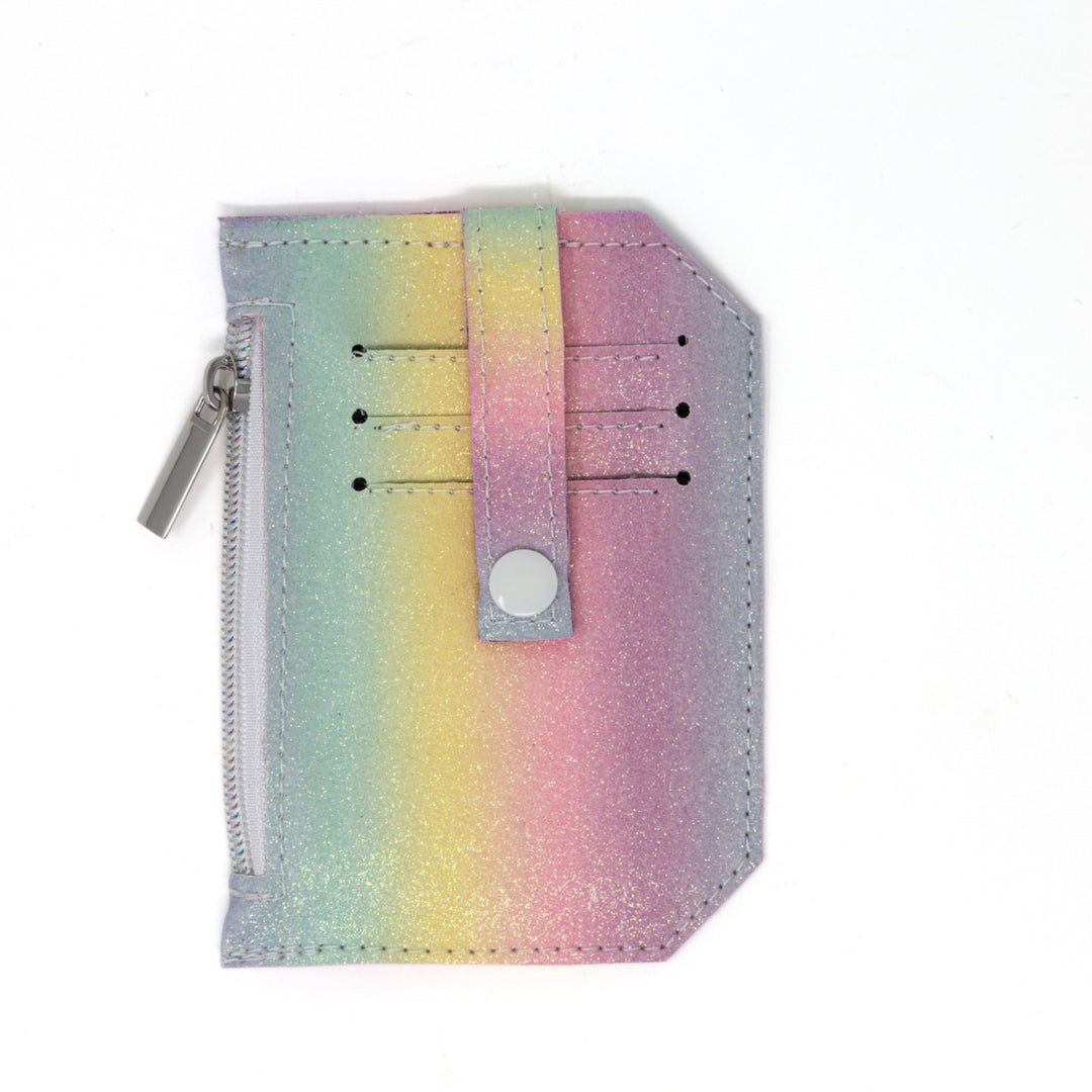 Front with card slots Pastel Glitter Ombre Mini Slim Purse - Emma Easter Handcrafted