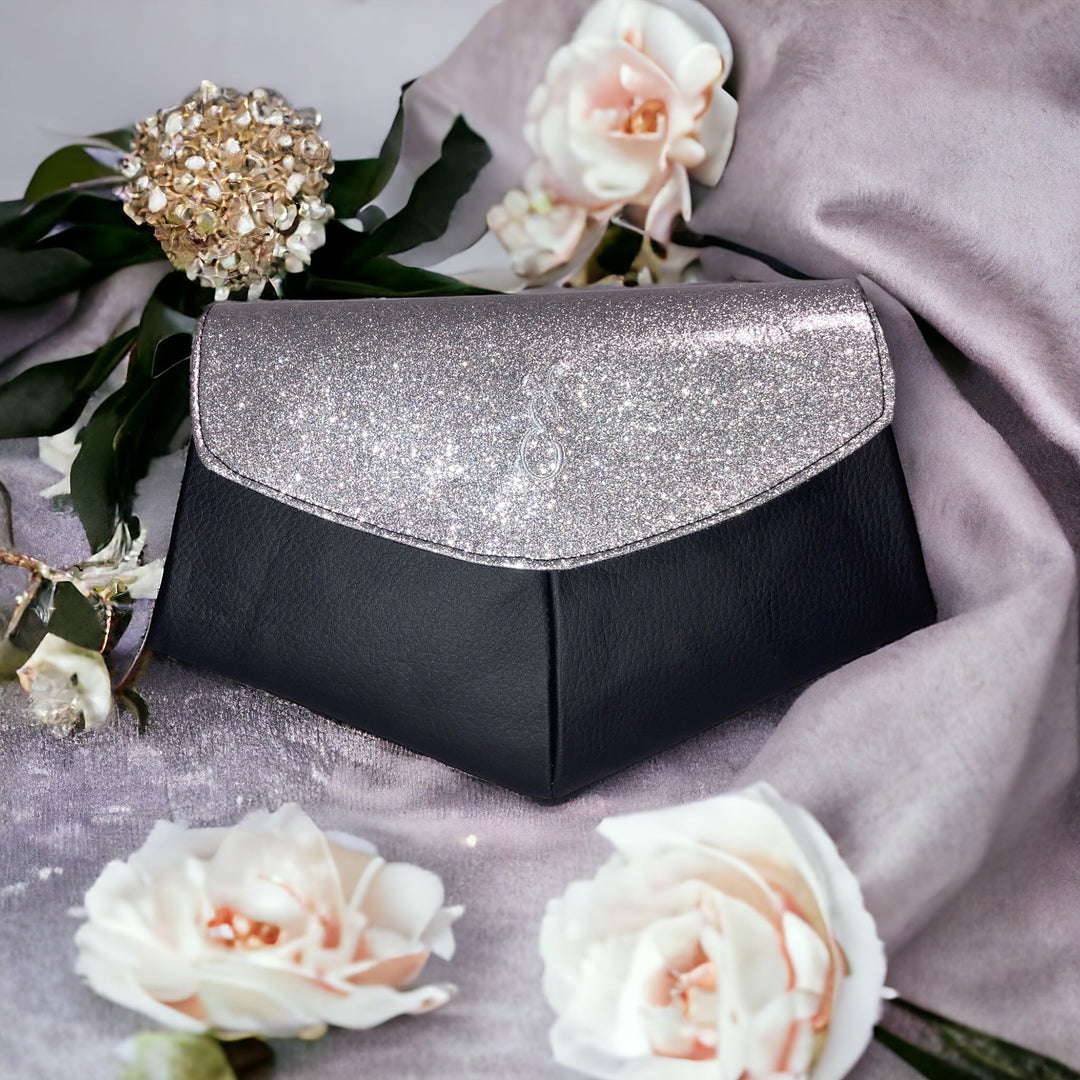Silver and Black Skye Clutch Bag - Emma Easter Handcrafted
