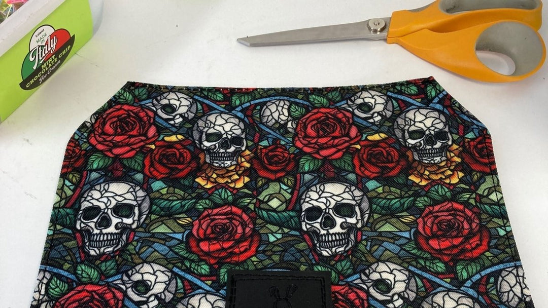 Supporting British Craftsmanship a closeup of Emma Easters desk showing a work in progress bag