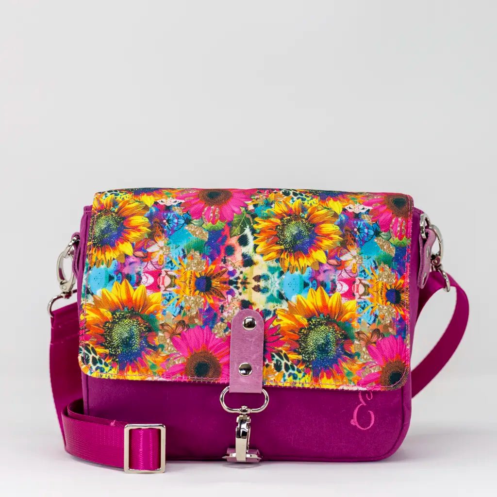 bright pink floral crossbody bag part of the last chance bag collection once sold they will not be remade.
