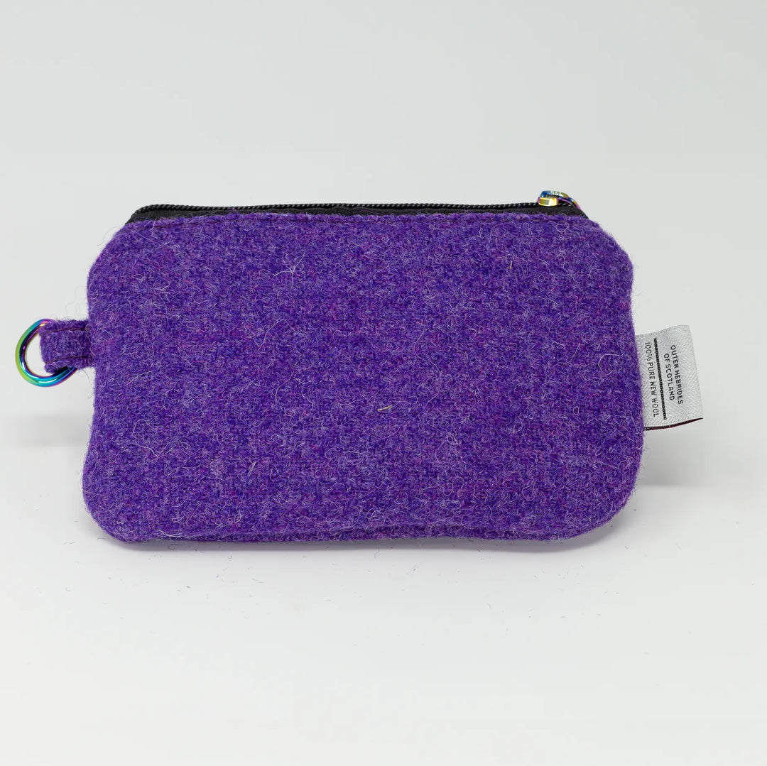 Aurora Purple Harris Tweed Coin Pouch Back View