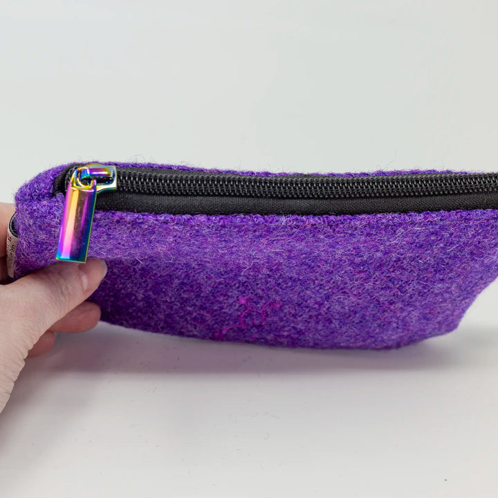 Aurora Purple Harris Tweed Coin Pouch Top View