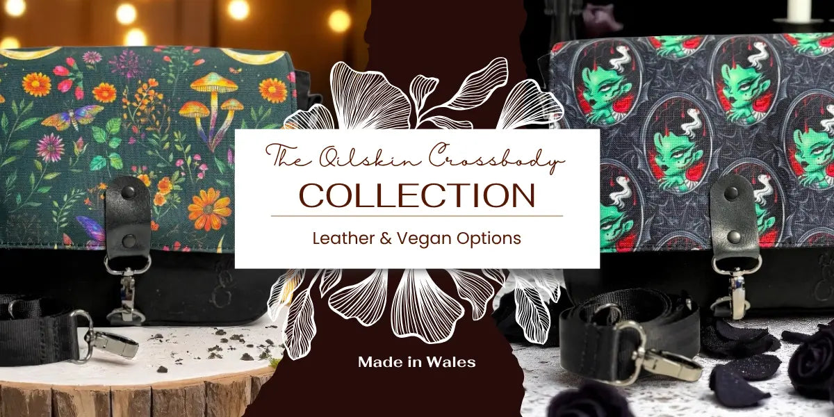 Emma Easter Handcrafted Oilskin Crossbody Collection - Leather and vegan crossbody bags made in Wales with waterproof oilskin exterior
