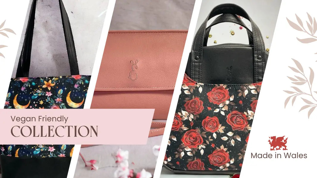 Emma Easter Handcrafted Vegan Friendly Collection - Cruelty-free handbags and tote bags made in Wales with celestial and floral designs