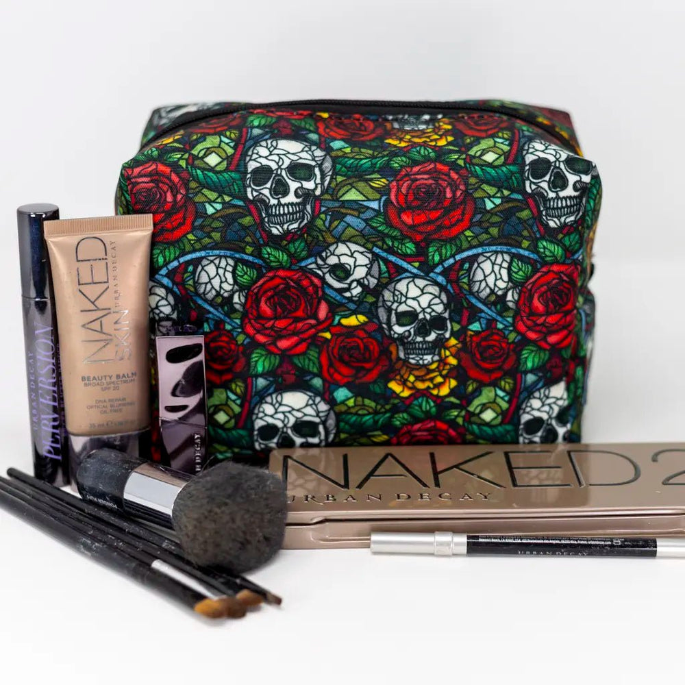 Gothic stained-glass style makeup bag with brushes and palettes – Emma Easter Handcrafted