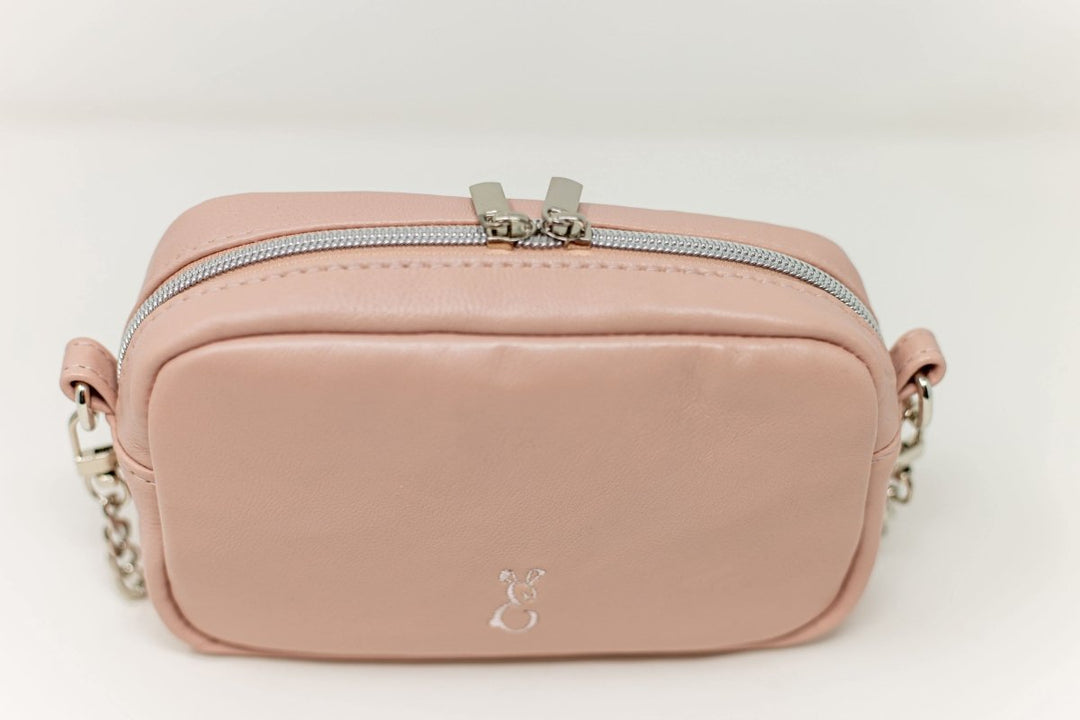 Mini Pearlised Pink Leather Bag - Emma Easter Handcrafted