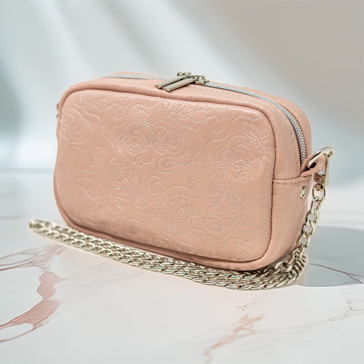 Mini Pearlised Pink Leather Bag - Emma Easter Handcrafted