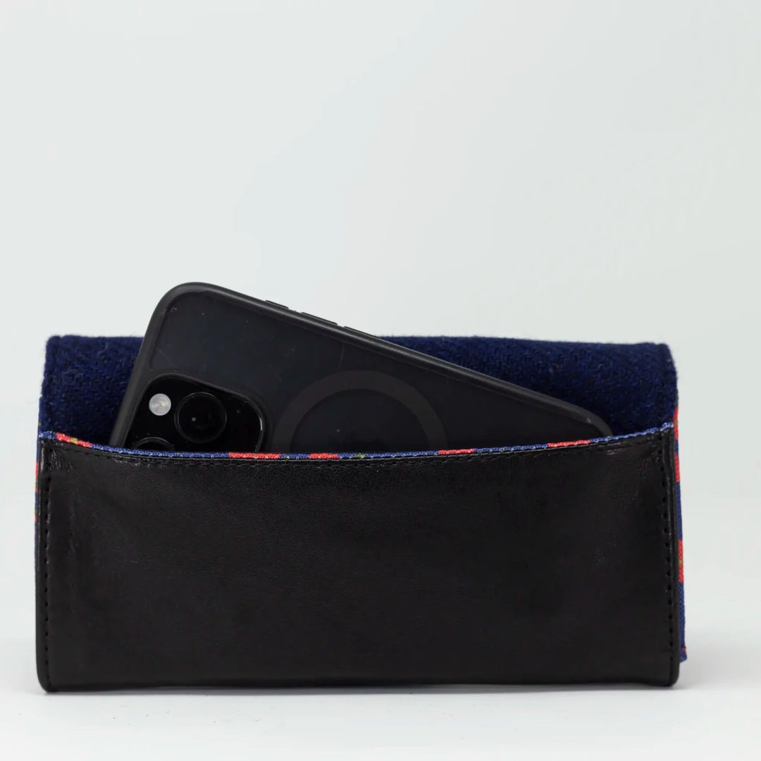 Back view of Navy Poppy vegetable-tanned lambskin leather purse