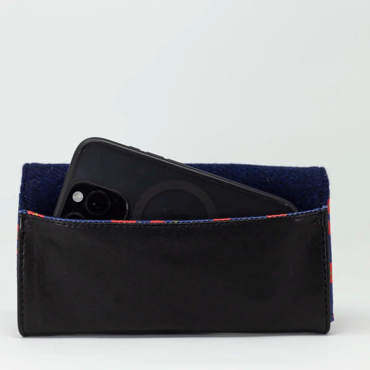 Back view of Navy Poppy vegetable-tanned lambskin leather purse