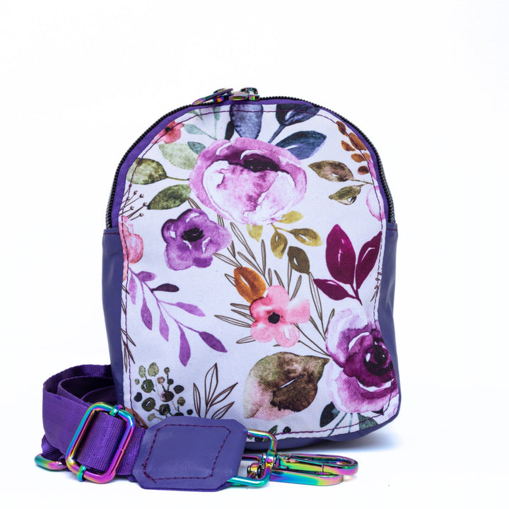 Purple Floral Mini Sling Bag with strap - Emma Easter Handcrafted