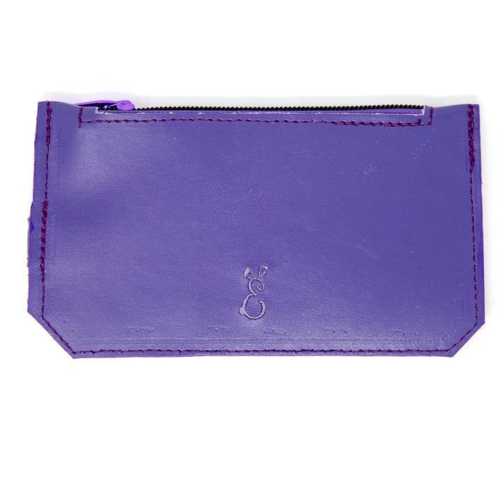 Back of Purple Faux Leather Slim Purse - Emma Easter Handcrafted