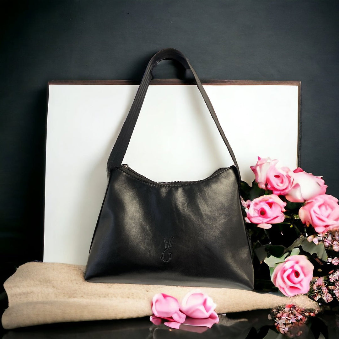 Black Baguette Shoulder Bag - Emma Easter Handcrafted