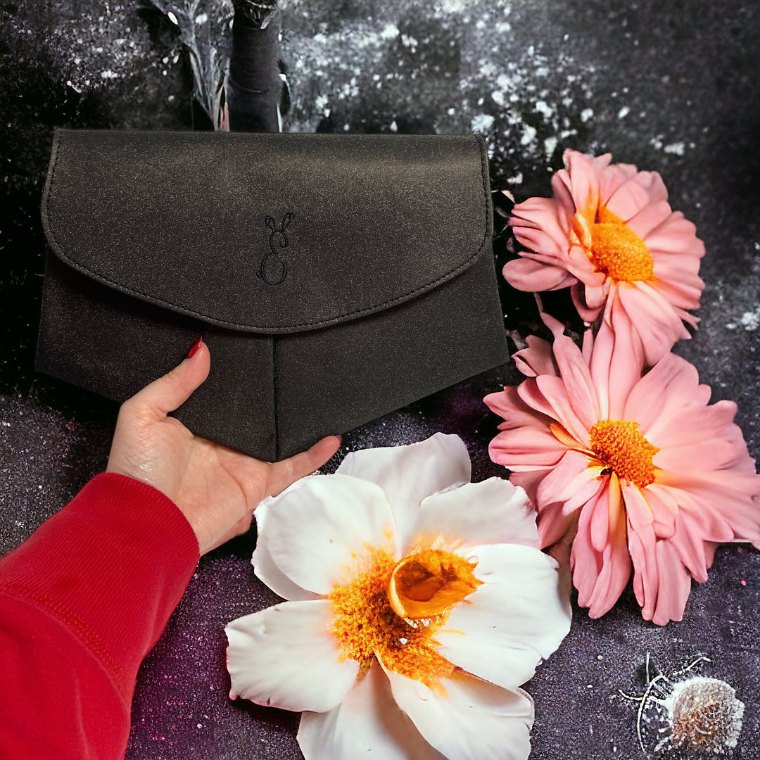 Black Glitter Mystic Garden Skye Clutch Bag - Emma Easter Handcrafted