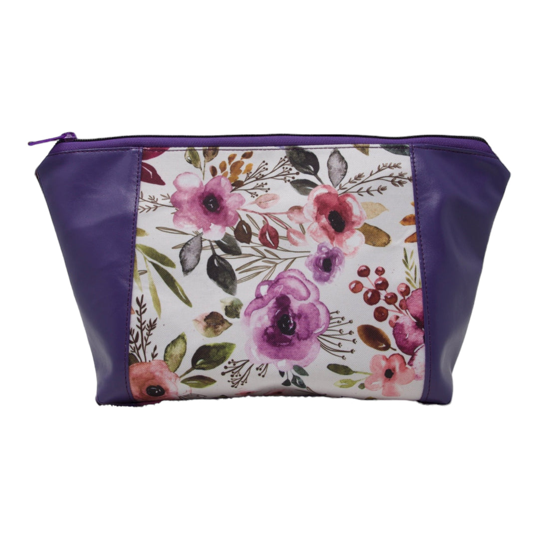 Purple Floral Makeup Bag - Emma Easter Handcrafted